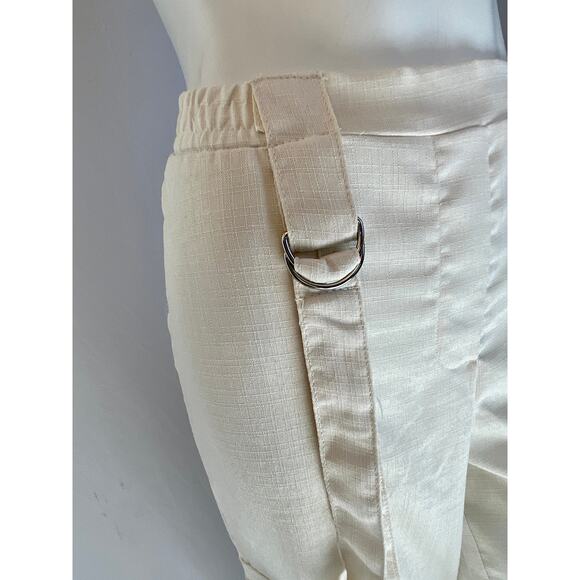 Like an Angel Pants Size M Ivory Strap Details Flex Waist Pockets - Picture 5 of 10